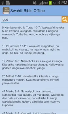 Swahili Bible Offline android App screenshot 1